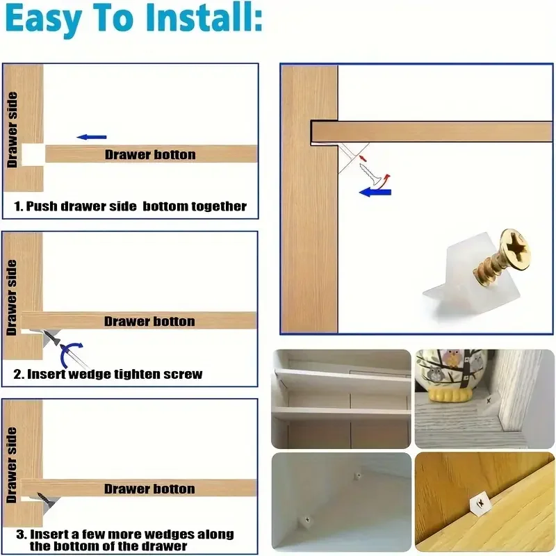 60/110pcs drawer corner brackets with screws - cabinet support brackets, bed sheet and wardrobe repair