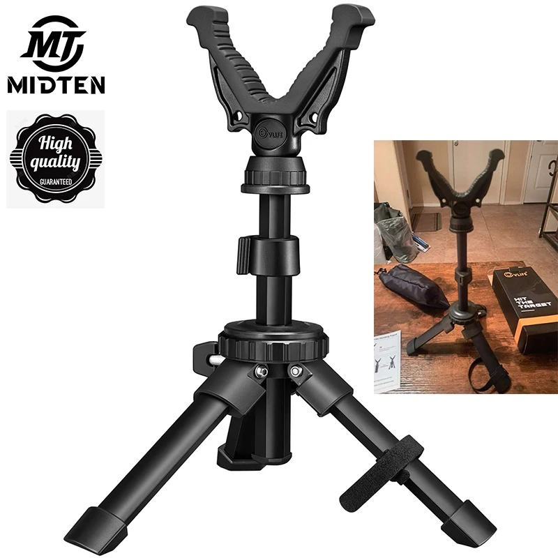 MidTen Tripod Portable Rest For Hunting Height Adjustment 7.9″-15″ with 360 Degree Rotate Head V Yoke Rest for Outdoors