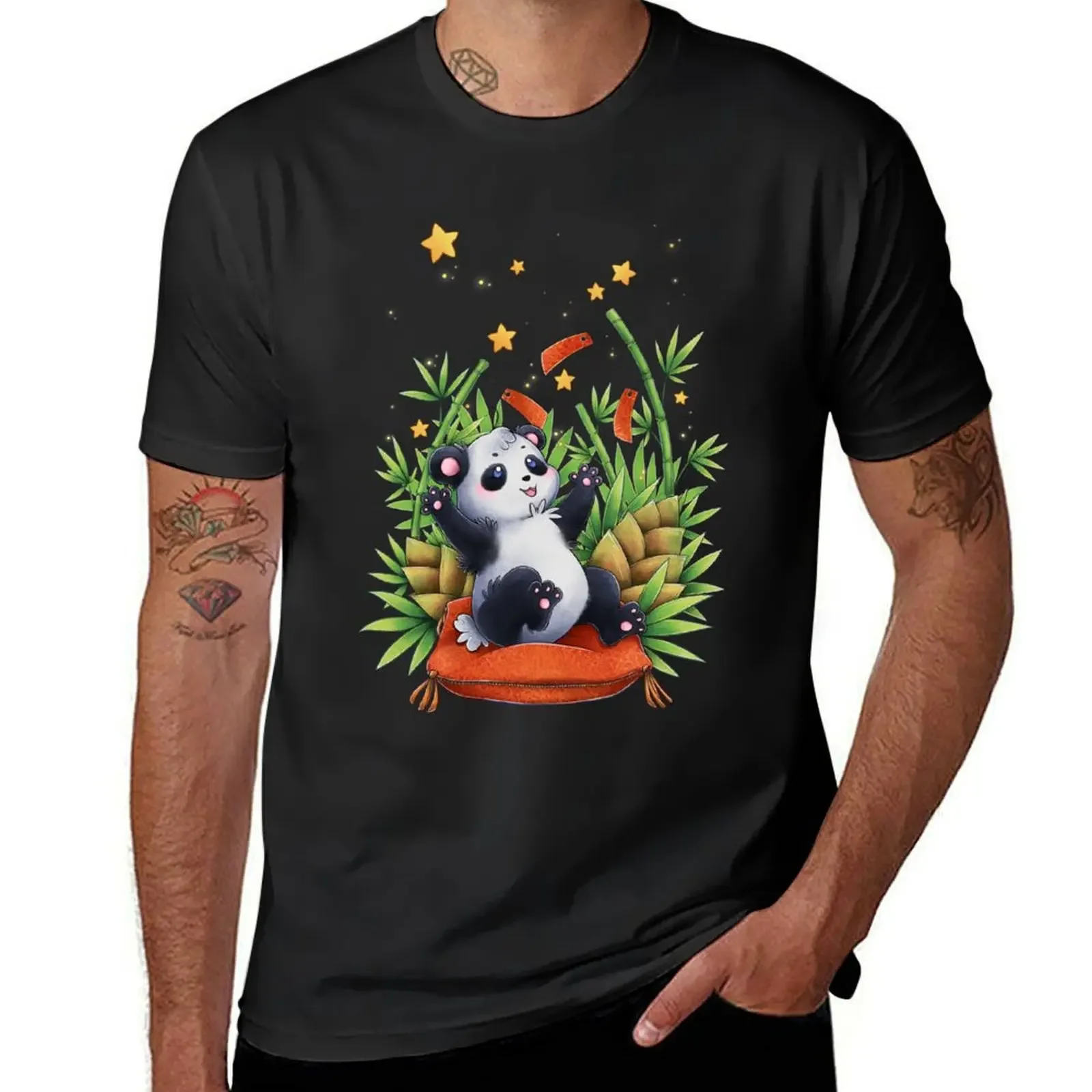 

Tanabata Bamboo Panda T-Shirt heavyweights hippie clothes mens clothing