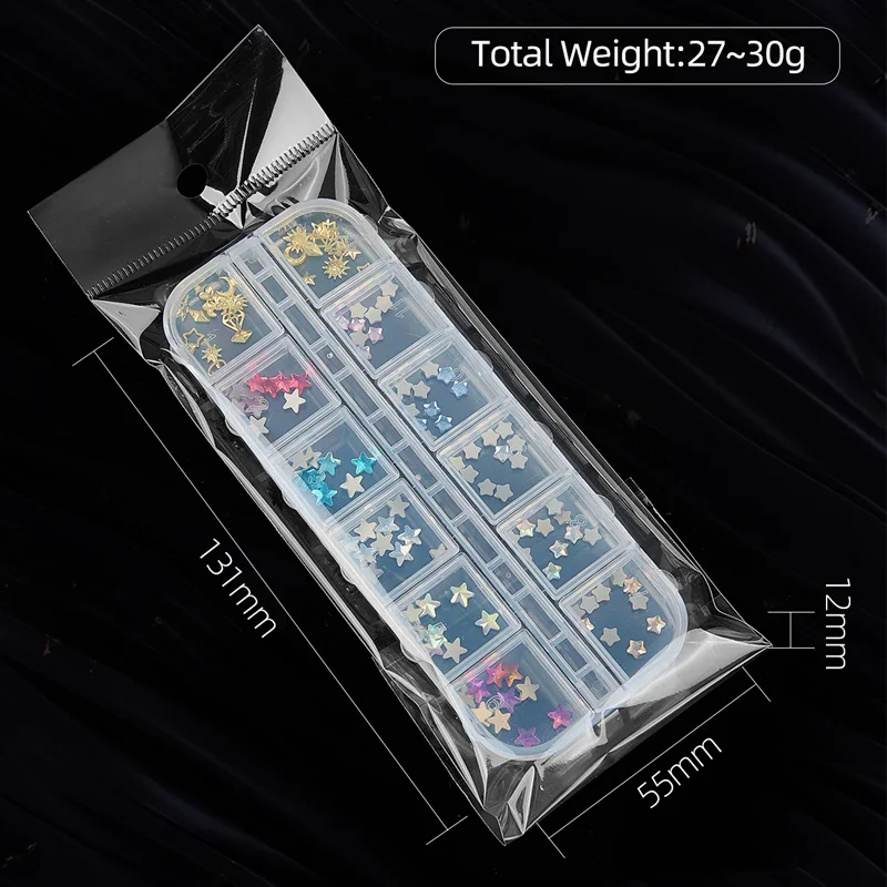 12 Grids Dental Tooth Gems Kit Tooth Gems Crystals Diamonds Horse Eyes, Butterflies, Hearts Various Shape Oral Decorations