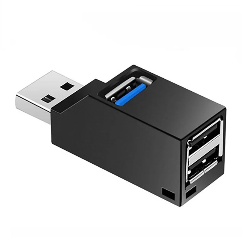 Mini rozdzielacz USB 3.0 z jednym na trzech, odpowiedni do laptopa PC, szybkiego odczytu dysku U, czarny