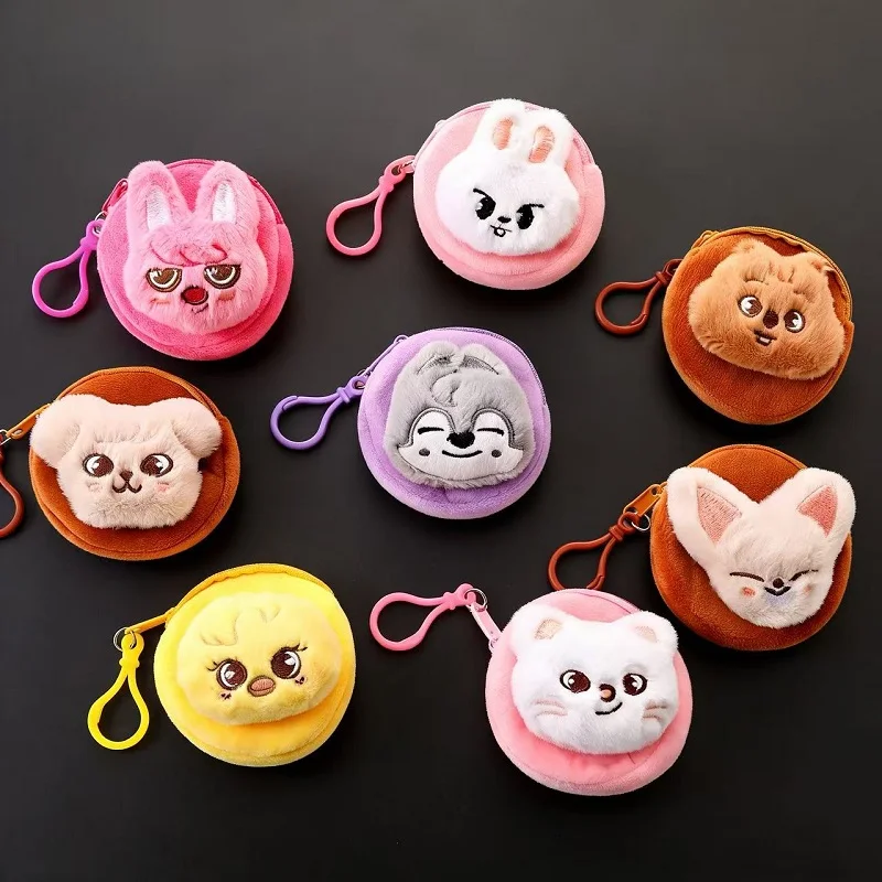 

Плюшевый кошелек-брелок SKZOO Stray Kids: милый мультяшный волк и медведь, кошелек для монет и ключей SKZ