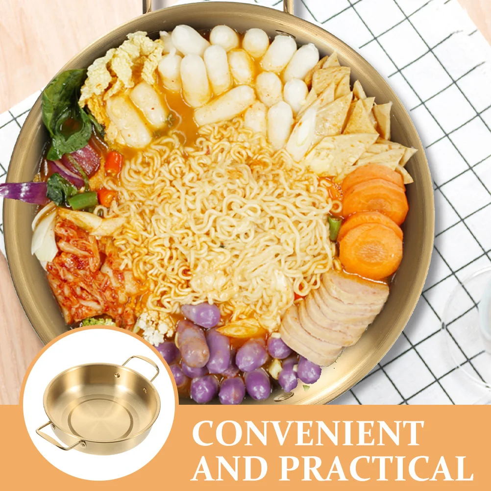 

Soup Pot Anti-spill Pan Korean Pots for Cooking Ramen Noodle with Handles Fried Chicken Portable Divided Golden Hot