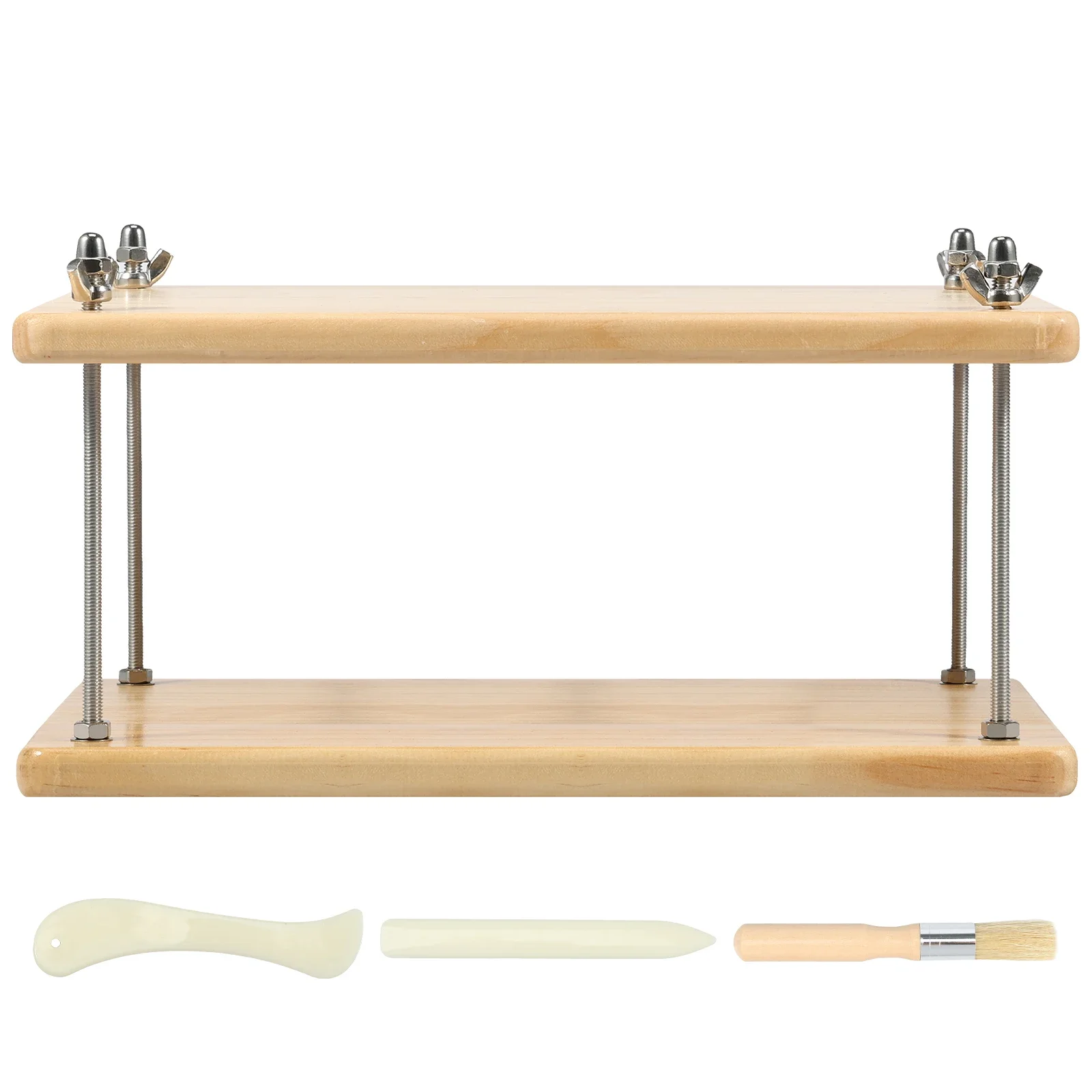 

Book Press Bookbinding, Wooden Book Press Tool Portable Binding Press Machine with Iron Nut, Wing Nuts, Gasket for Home, School