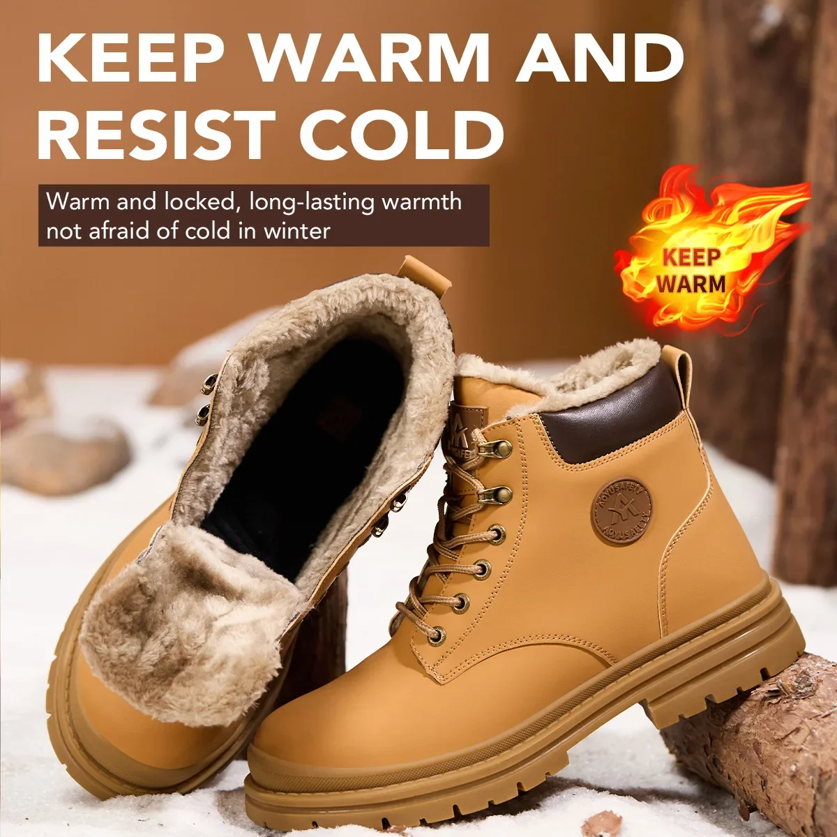 DurableWinter Men's Labor Insurance Shoes Cotton Warm And Non-slip Winter Cotton Shoes Smash-proof Stab-proof Velvet Non-slip