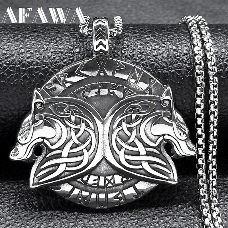 

Nordic Viking Wolf Celtic Knot Necklace for Women Men Stainless Steel Talisman Pendant Necklaces Jewelry collar hombre NZ412S02