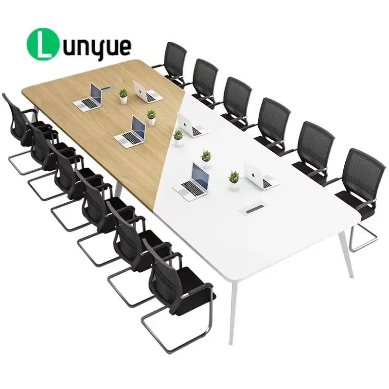 Modern Luxury Extendable Glossy Conference Table Metal Feet Commercial Office Meeting Desk for Hotel School