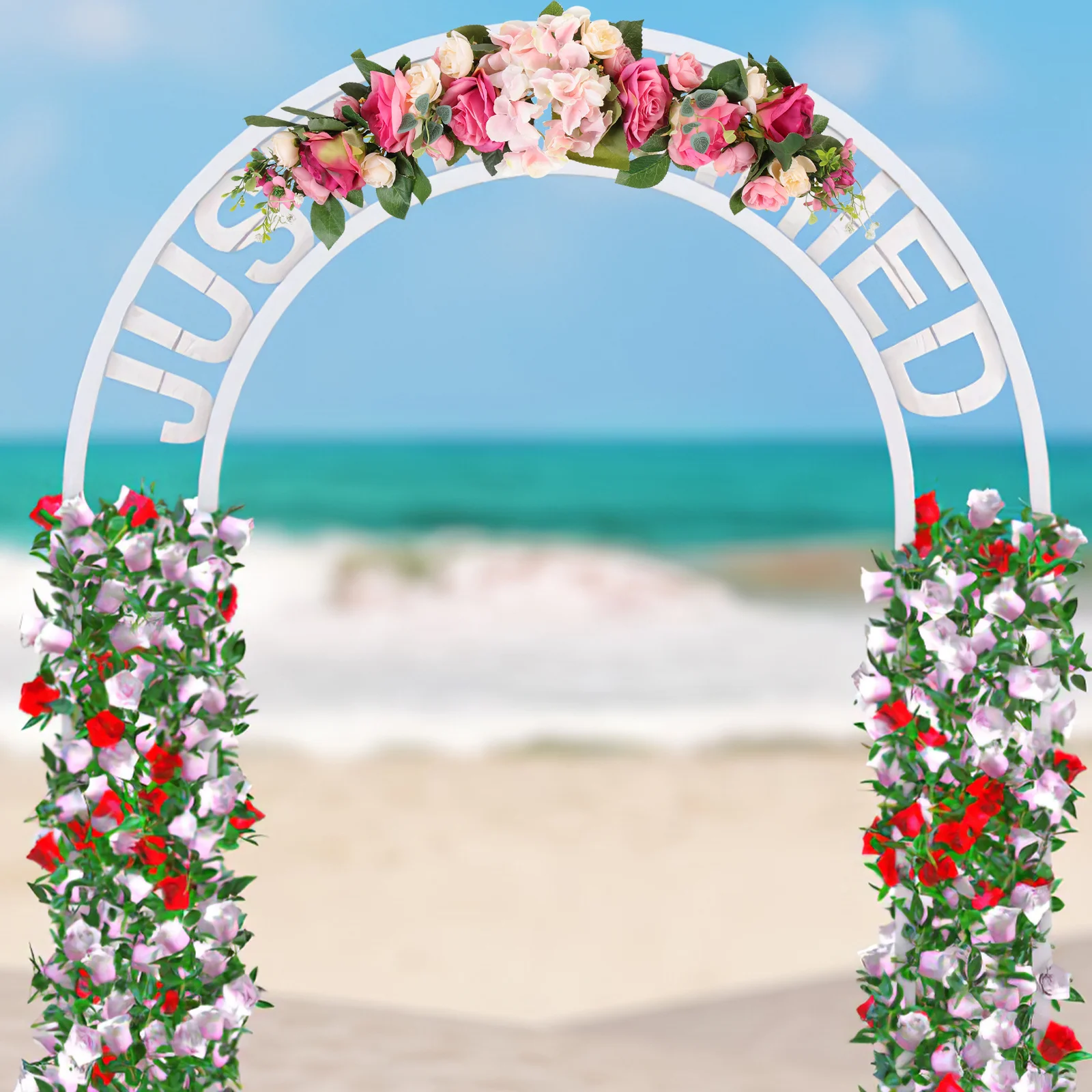 

Simulation Rose Flower Wedding Arch Floral Swag Door Wreath Rustic Style for Home Wall Art Wedding Party Door Wreath for Lintel