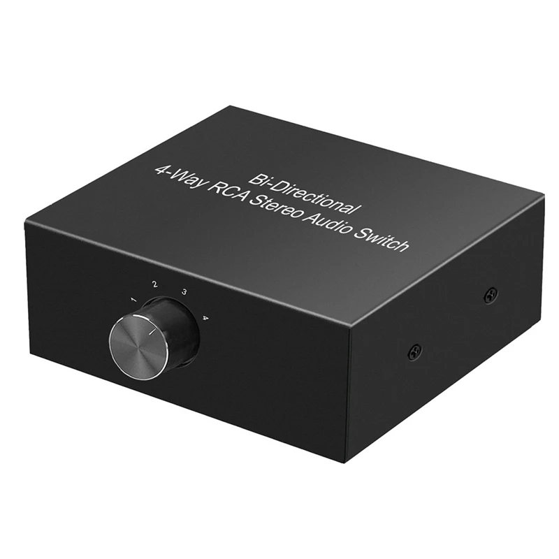 1 Piece 4 Ports Bi-Directional RCA Audio Switcher Box Audio Rotary Switch Black Metal For TV Game Console Headphone