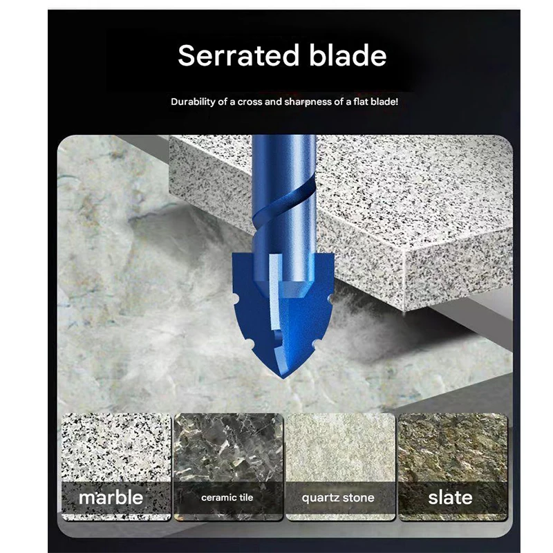 7/6/5/4PCS Four-edge Serrated Drill Bit Set For Drilling Holes In Glass Tiles Walls Concrete 3-12mm Sawtooth Drill Bit Set Tools