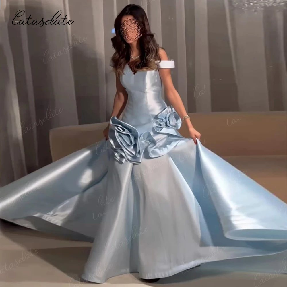 فستان حفلات Catasdate زهور ثلاثية الأبعاد على شكل حرف A فستان حفلات من الساتان على شكل قلب مناسب رسمي للنساء حسب الطلب
