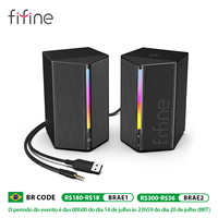 FIFINE Gaming Sound Box with Stereo Surround Sound, USB RGB Speaker with Vol Control for PC,Lattop,PS4/5,TV-Ampligame A20