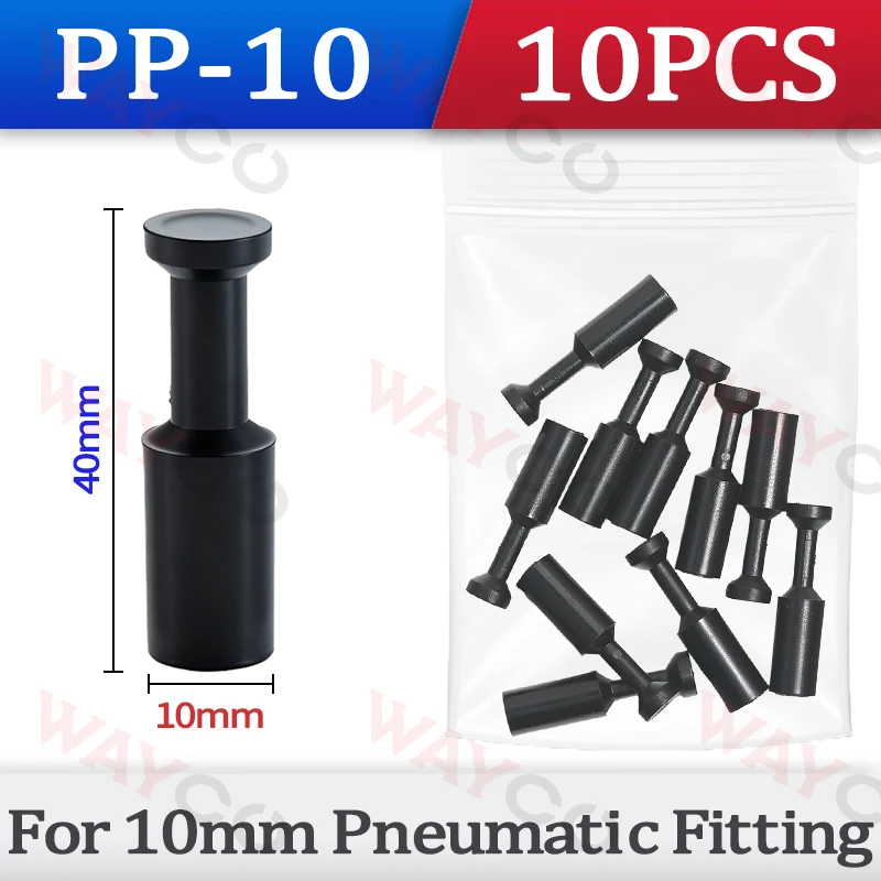 10 Stück pneumatische Steckverbinder, Schnellkupplung, Kunststoff-PPF-Rohrkappe, PP-Verschlussstopfen, 4 mm, 6 mm, 8 mm, 10 mm, Luftschlauch-Dichtungsverbinder
