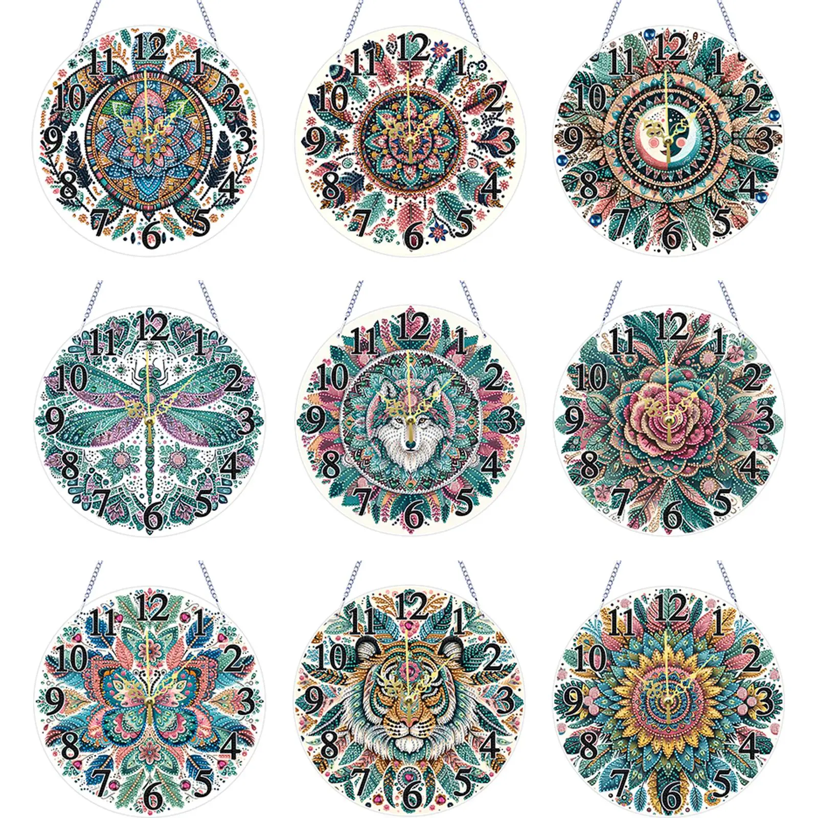 

2D Flat DIY Acrylic Special Shape Diamond Painting Clock Pendant 5D Hanging Clock Art Craft Creative Craft Project