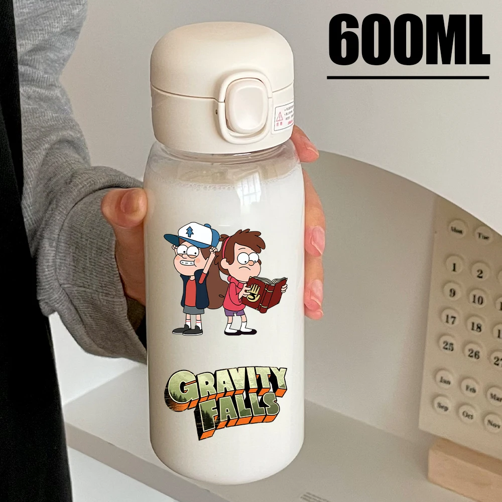 Disney Gravity Falls 600ML Water Cup Dipper Mabel Large Capacity Portable Transparent PcLeak Resistant  Drinking Water Bottle