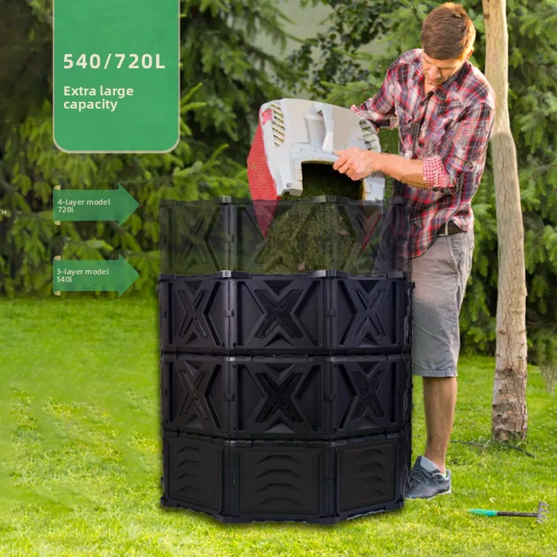 720L Yard Leaf Compost Bin Outdoor Gardening Kitchen Waste Composter for Community/School Sustainable Waste Management Solution