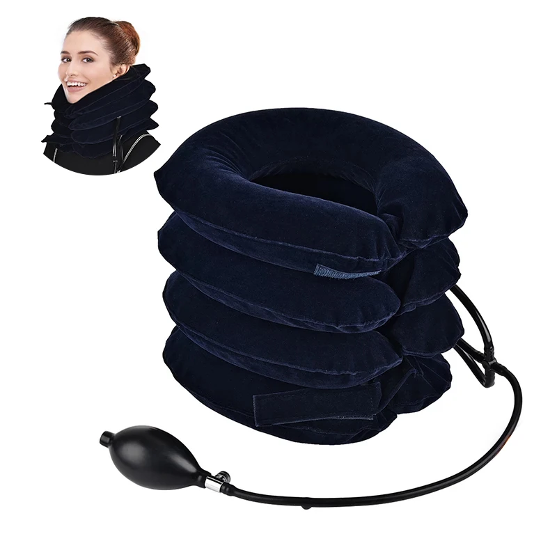 

4 Layer Inflatable Air Cervical Neck Traction Device Soft Neck Collar Cushion Pain Stress Relief Neck Posture Stretching Brace