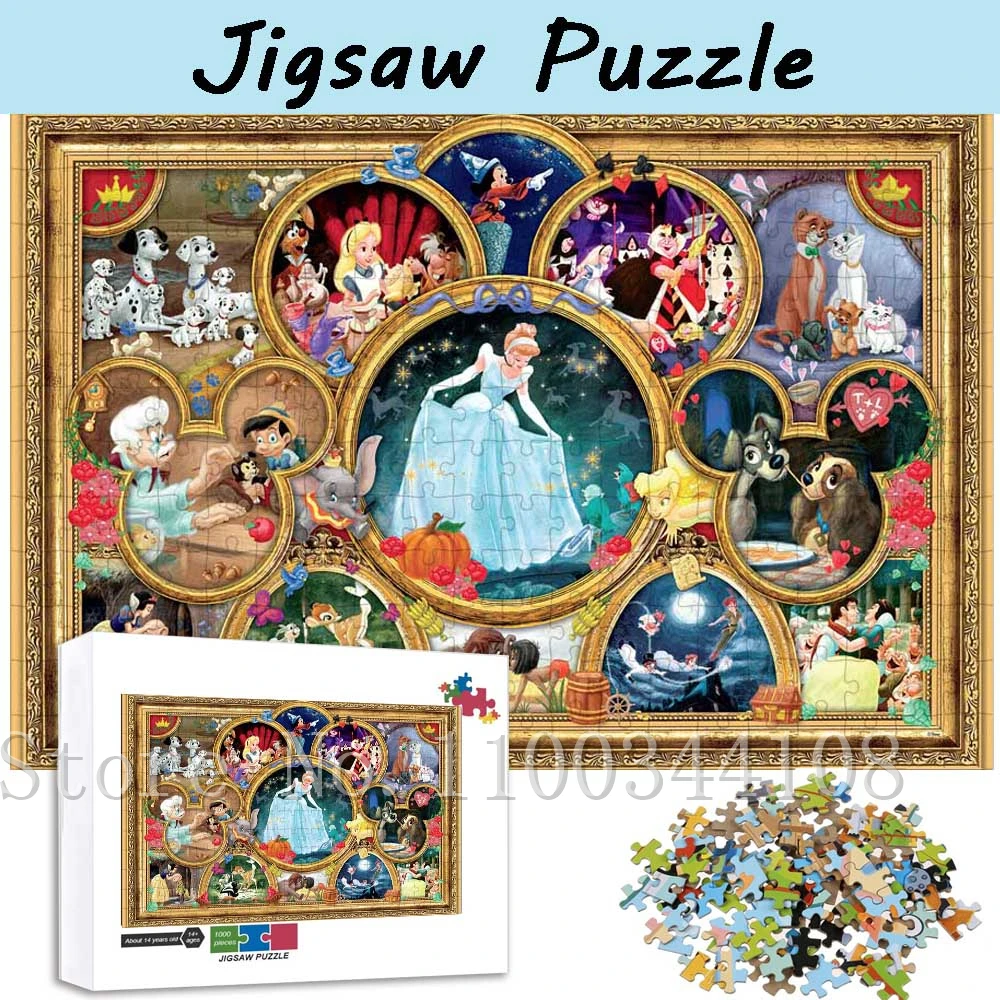 Disney Classic Collage Puzzles 35/300/500/1000 Pieces Disney Princess Jigsaw Puzzles for Adults Stress Relief Toys & Hobbies