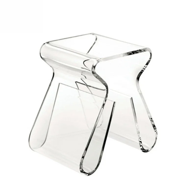 Modern unique shape light-colored stool transparent plastic furniture transparent acrylic end side coffee table