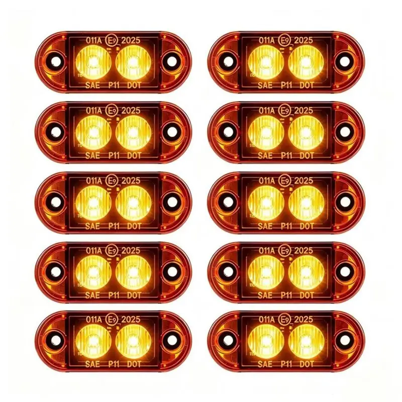 NEW HOT In Stock-For Trailer For BUS Van Truck 10PCS 2 LED 12V-24V Side Marker Lights Oval Front Rear Clearance Lamp Indicator L