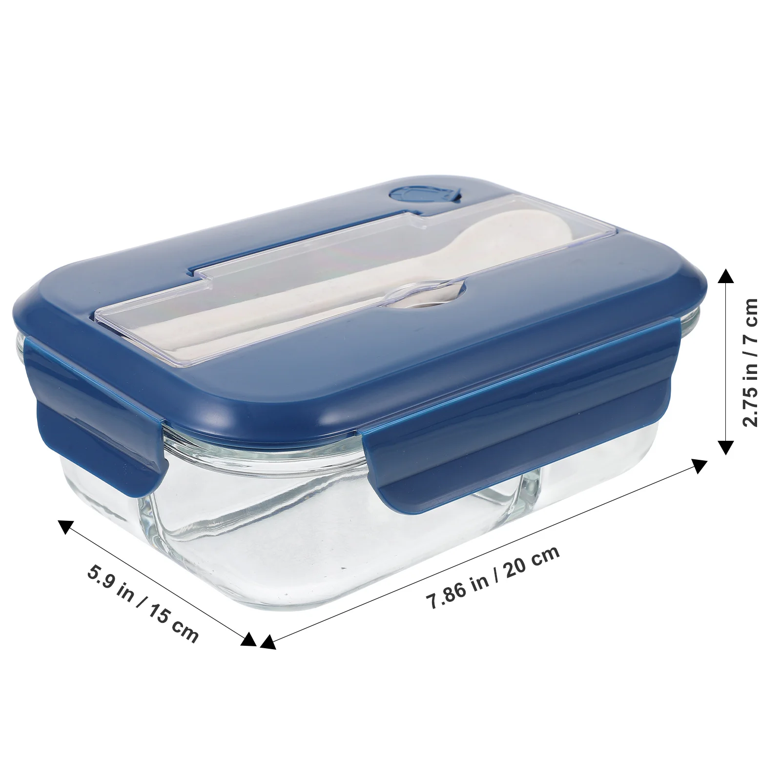 

Glass Lunch Box Microwavable Portable Bento Box Divided Container with Lid Cutlery for Office School Outdoor Food Storage
