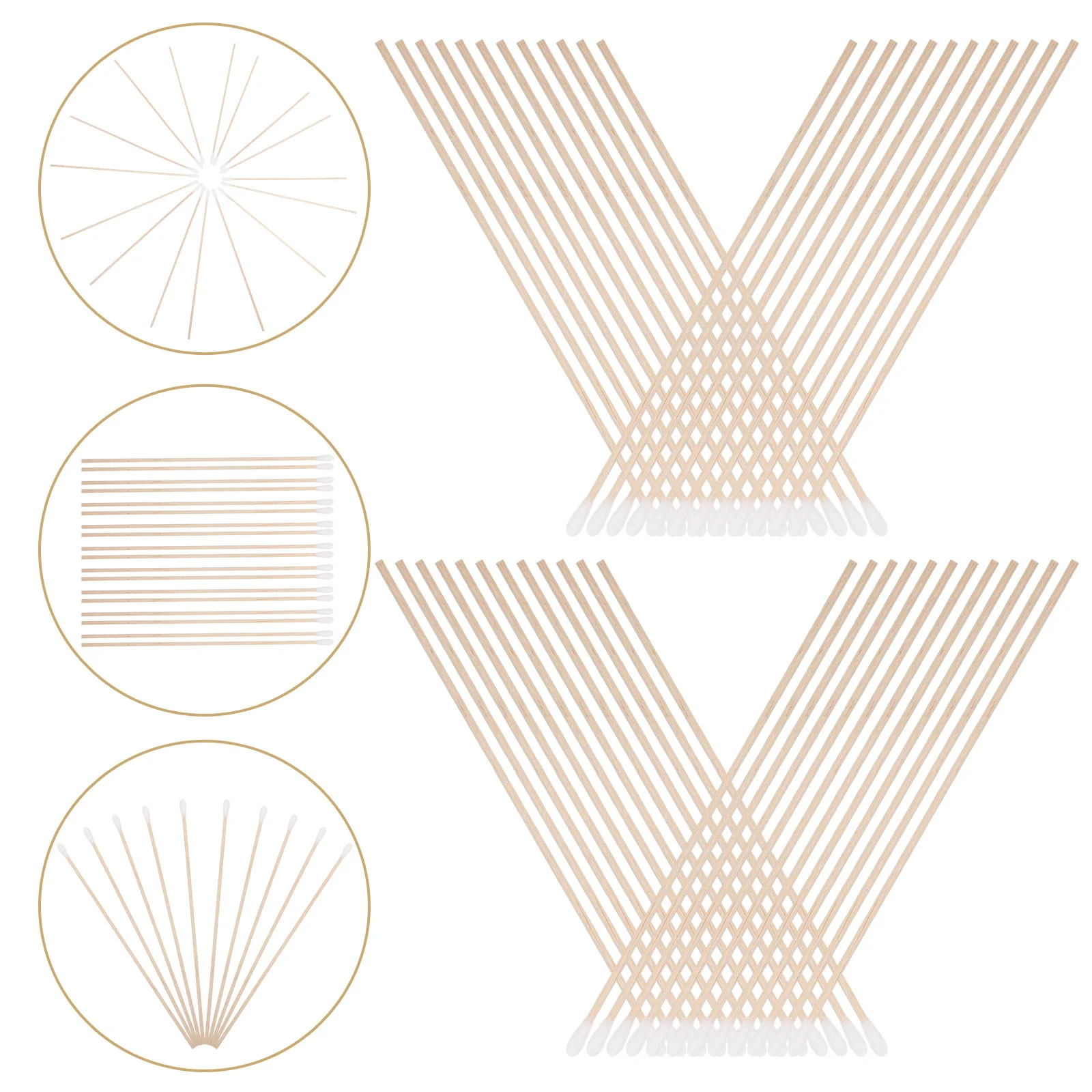 100 قطعة مسحات قطنية خالية من الغبار عصا خشبية طويلة صحية للوجه الجسم الأذن تنظيف ماكياج إزالة أدوات العناية بالجروح الطبية براعم #4