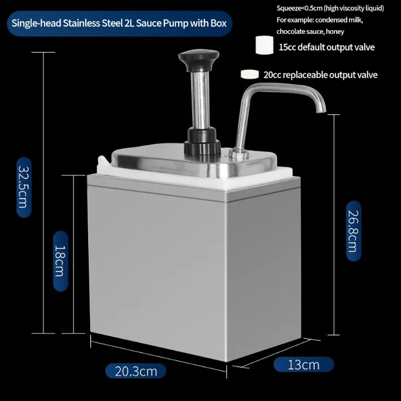 Kit de bomba de condimentos de acero inoxidable, dispensador de bomba de salsa comercial, 2L, 1 ~ 5 cabezales, para hoteles y restaurantes
