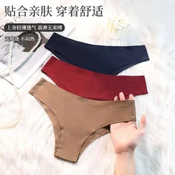 2024 Thong Women's Ice Silk Seamless One-piece Mid-waist Nude Comfortable Seamless Breathable Sexy Ice Silk Women's Underwear