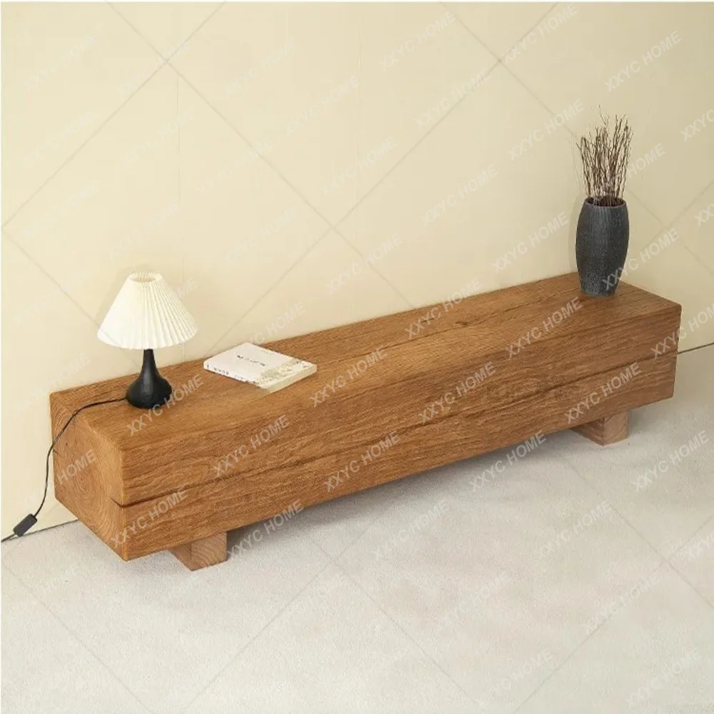 Log strip shoe changing stool solid wood deep pattern TV cabinet clothing store shopping mall display stand