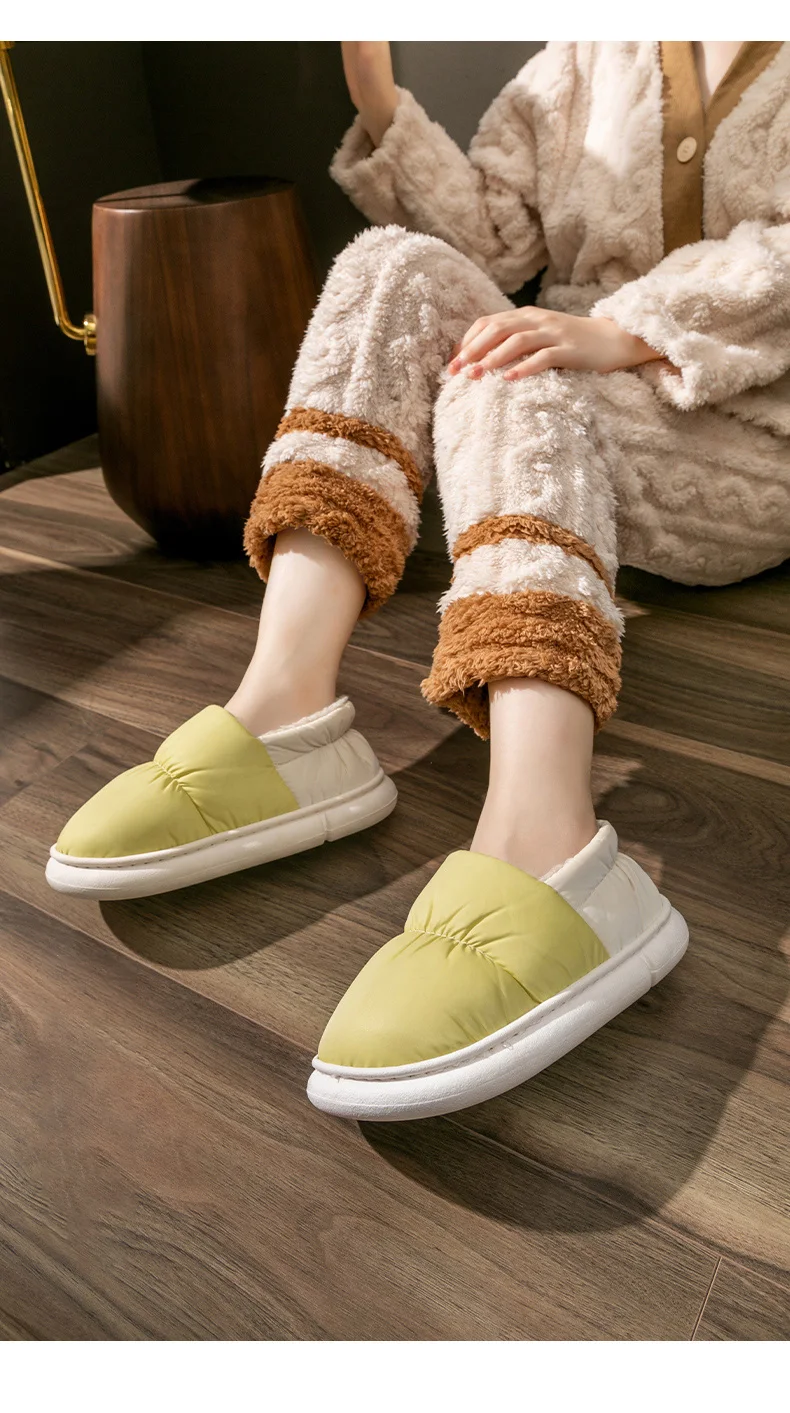 Unisex Winter-Warmhausschuhe für Damen und Herren, 4 cm dicke Sohle, Cloud-Pillow-Slides, wasserdicht, für drinnen und draußen, Fleece-Hausschuhe, Mule. – Detail 11