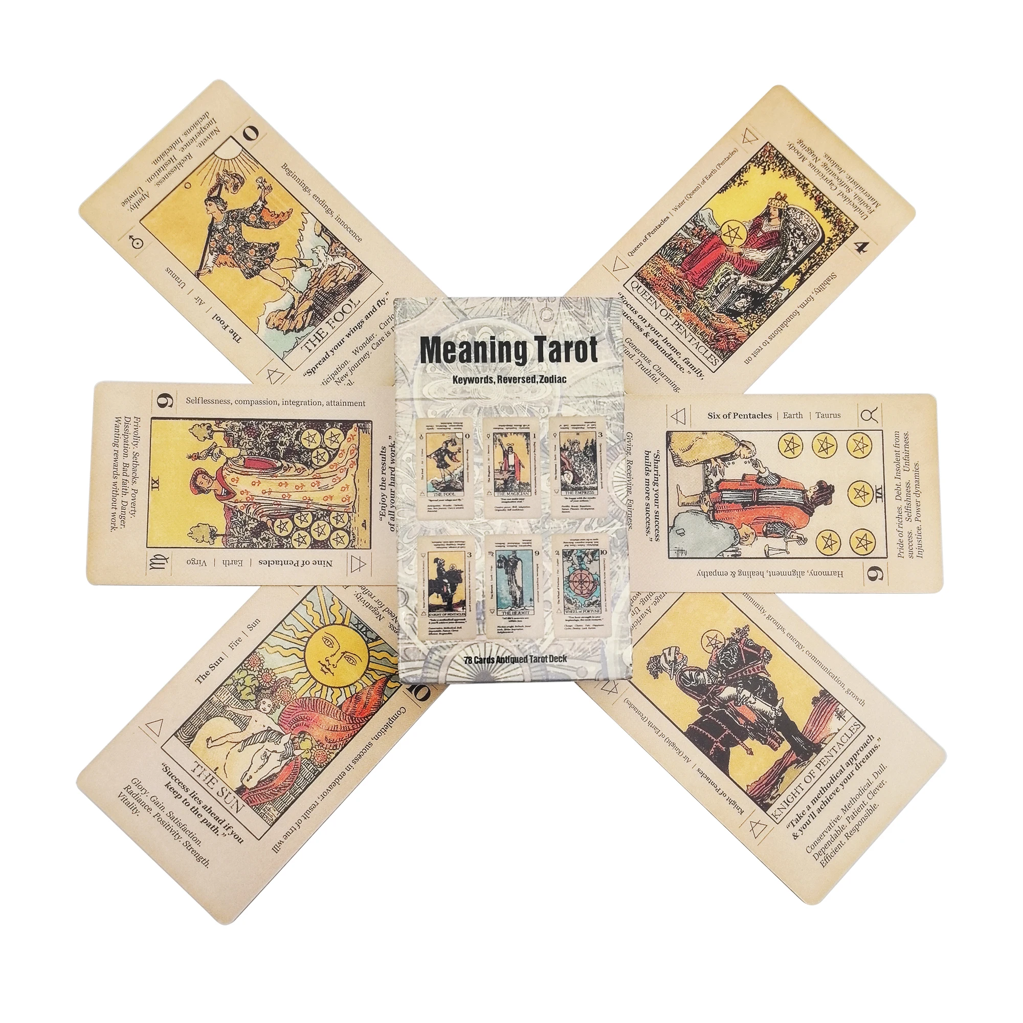 

Tarot Card With Meaning On Them Beginner Tarot Keyword Antiqued Tarot Deck Learn Tarot 78 Cards Reversed gift