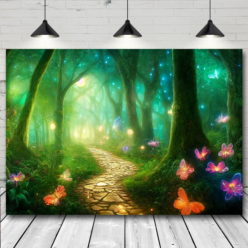 Photography BackdropMagical Forest Leaves Fantasy Fair Tale Children Birthday Adult Art Portrait Photo Shoots Studio Background