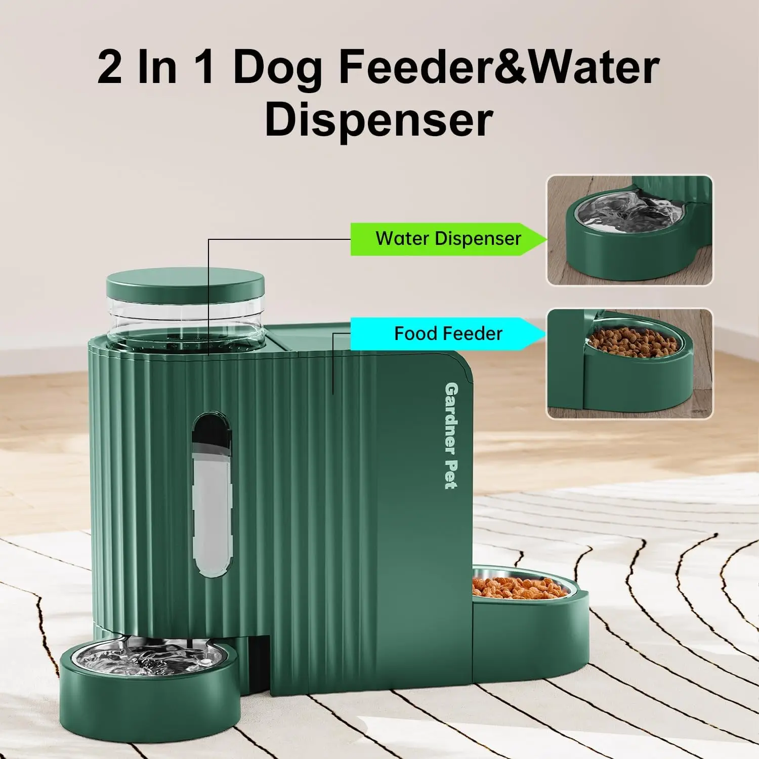 Gravity Pet Feeder, 0.8 Gallons*2 Dog Feeder and Water Dispenser Set 100% BPA-Free, 2-in-1 Gravity Feeder