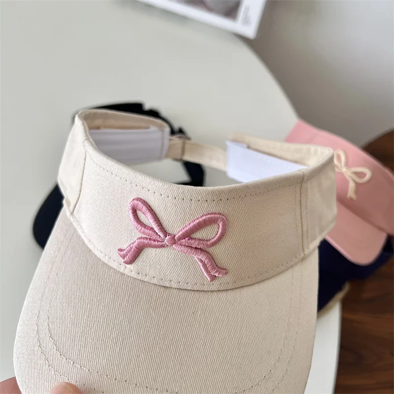 Summer Sweet Bow Girl Baby Empty Top Hat Infant Fashion Headless Cap Kids Cotton Peaked Caps Children Sunscreen Tennis Ball Hats