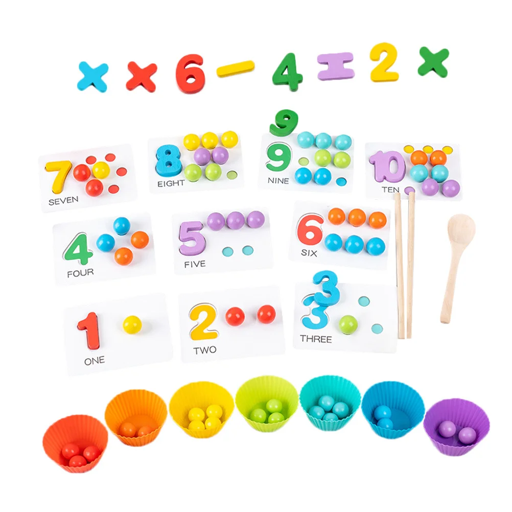 1Set Kinder Mathematik Lernen Aids Holz Anzahl Erkenntnis Vorschule Arithmetik Kreative Denken Hand Auge Koordination Sichere Farbe