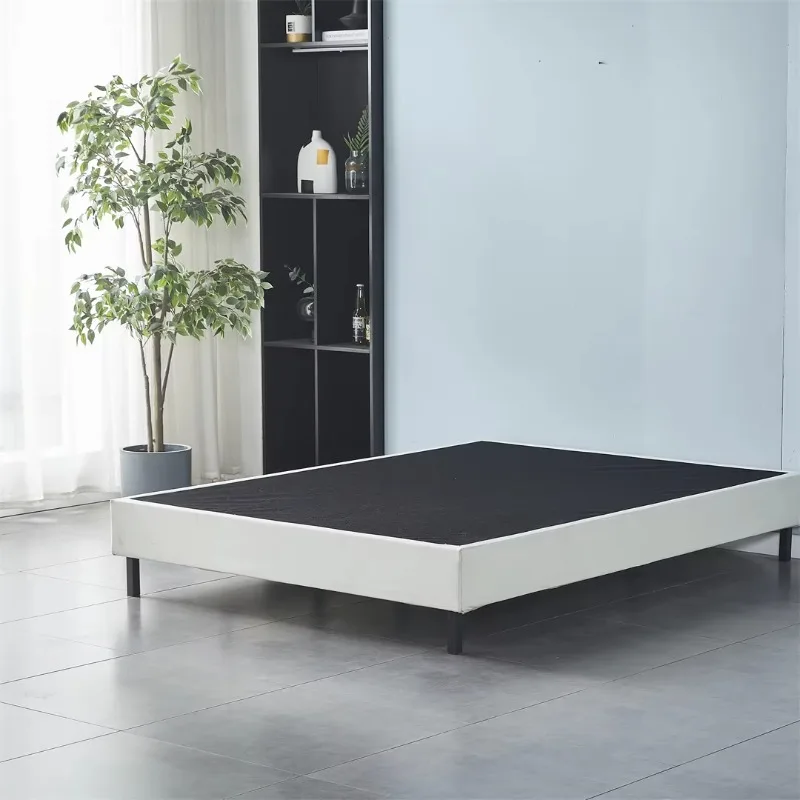 

Popular Modern Bedroom Furniture Fabric Slats Dormitory Room Bunk Queen Double Frame Wooden Bed Base