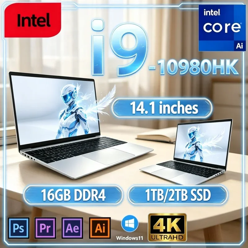 Hot Laptop 14.1 Inch Intel I9‑10980HK 16GB 32GB 2TB SSD Windows 11 New 2026 Gaming Office Notebook