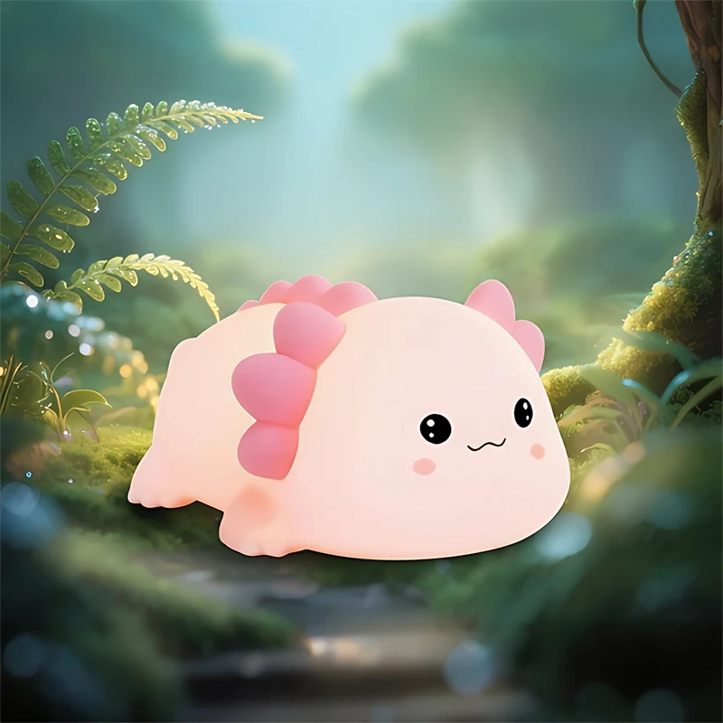 

Cute Axolotl Night Light for Kids Bedroom, Animal Silicone Nursery Nights Lamp Touch Control Nightlights USB Rechargeable