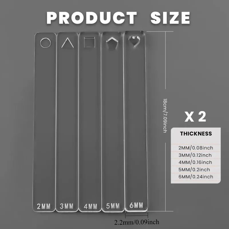 10pcs Soft Clay Thickness Flattening Ruler Rolling Pad Flattening Tool DIY Handicraft Auxiliary 2/3/4/5/6mm Clay Rolling Tool