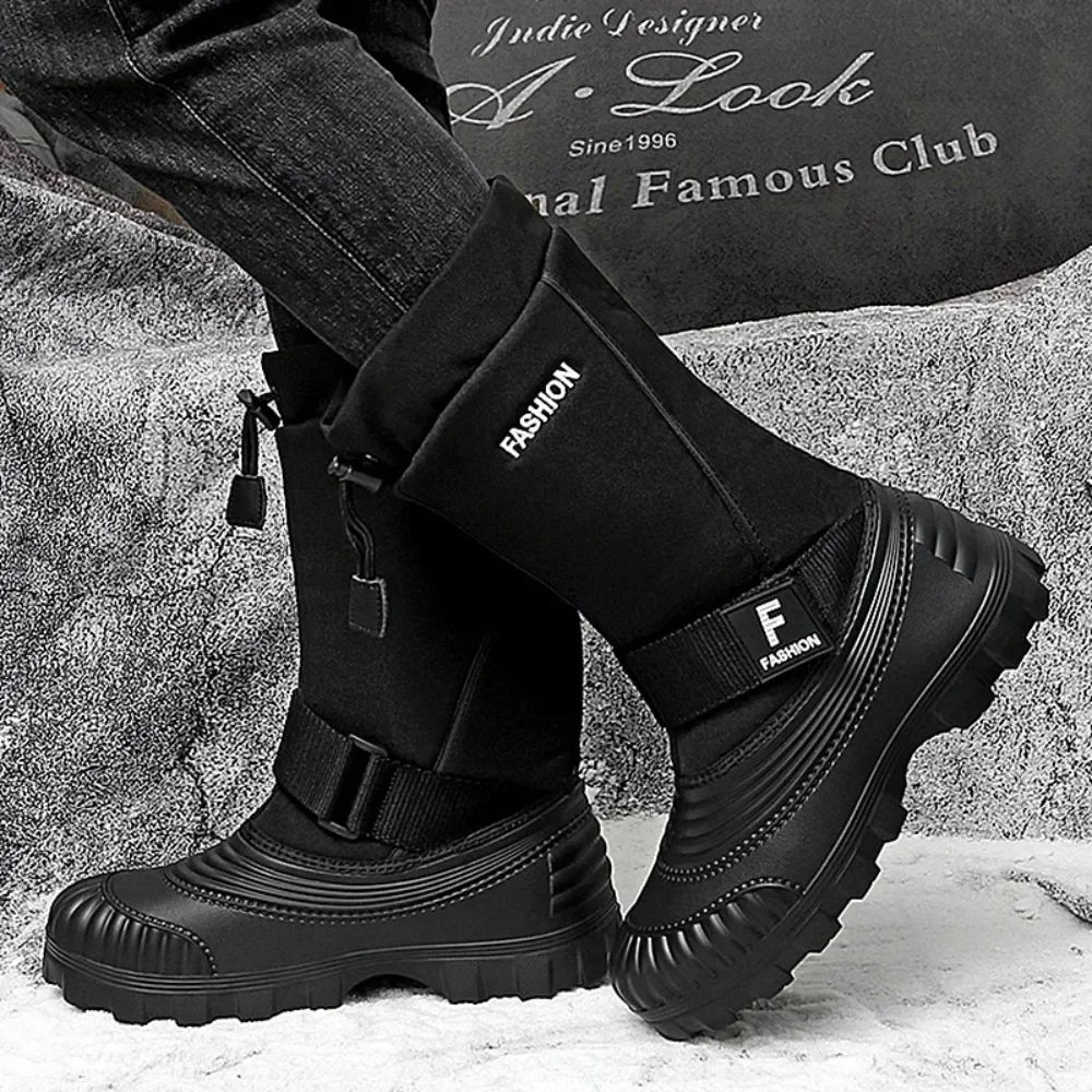 

2026 Winter Men Snow Boots Platform Waterproof Non-slip Warm Cotton Work Boots Outdoor Male Mid-calf Fishing Ski Boots