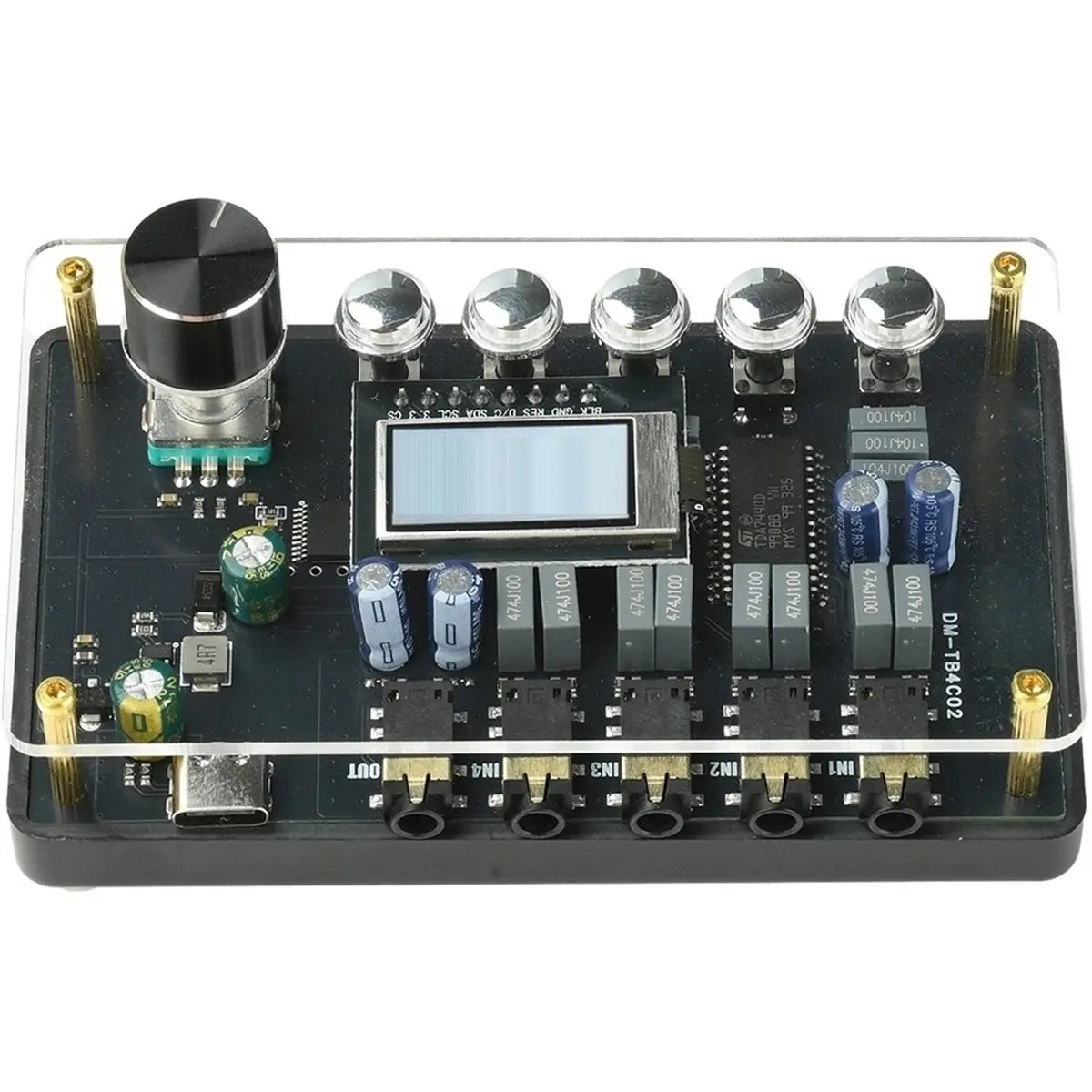 -TB4C02 3.5mm AUX Audio Switcher Volume Low Treble Balance Tone Adjust DC 5V Type-C Audio Switch Module