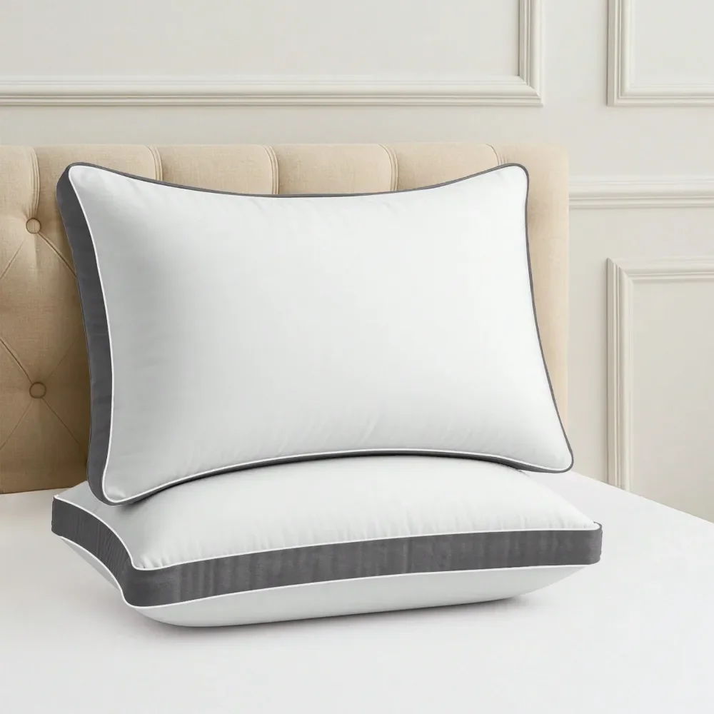 

Набор из 2 подушек Lux Decor с 2 складками, 100% микрофибра, ультрамягкие, дышащие, премиум-комфорт для сна на боку, спине и животе, для комфортного отдыха.