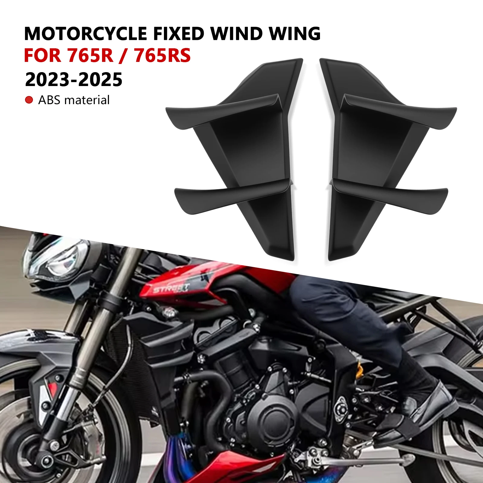 Asa lateral spoiler lateral spoiler frontal spoiler dianteiro inferior flanco para rua triplo 765r 765rs 2023 2024 2025