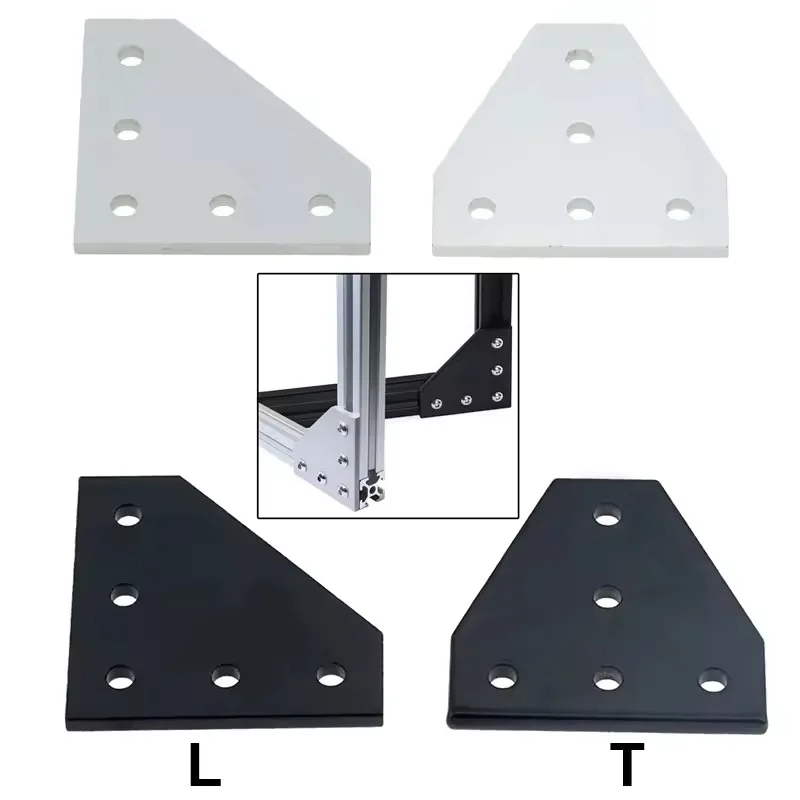 2PCS 5 Hole 90 Degree Joint Board Plate Corner Angle Bracket Connection Joint Strip for 1515 2020 3030 4040 Aluminum Profile 3D