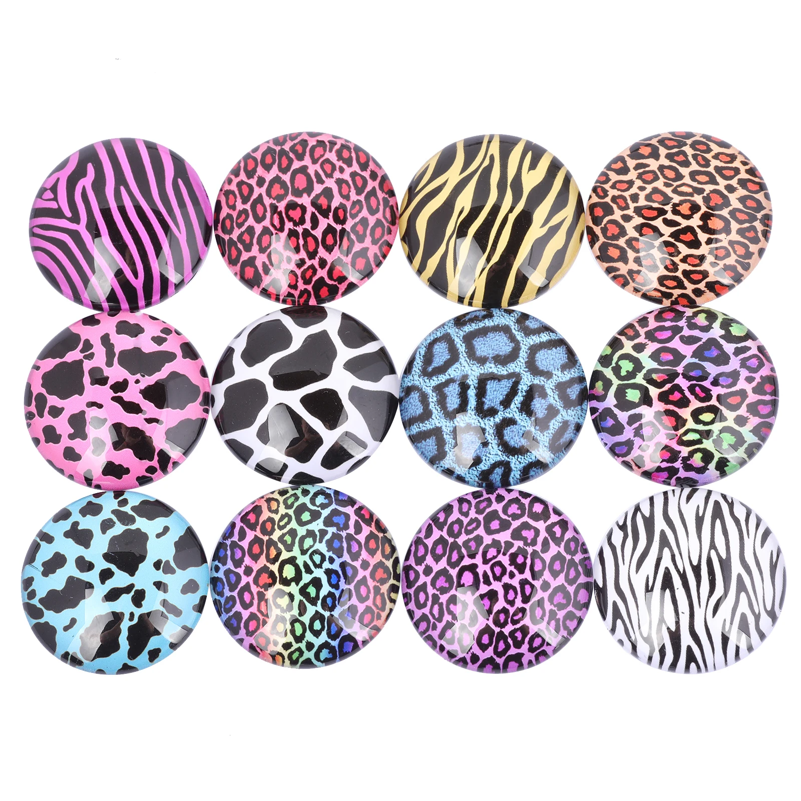 

Onwear Mixed Leopard Print Photo Glass Cabochon 10mm 12mm 14mm 18mm 20mm 25mm Diy Flat Back Cameo Jewelry Findings For Craft