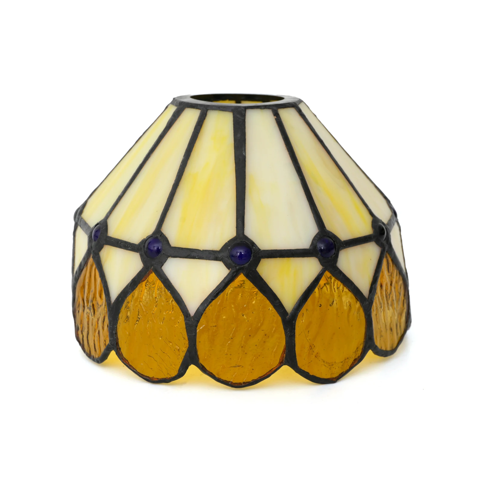 Tiffany Style Colored Glass Lampshade, Branch Chandelier, Wall Lamp Replacement Lampshade, Diameter 6 Inches Yellow
