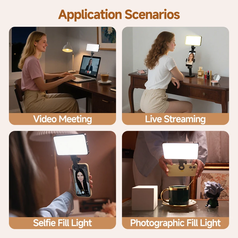 Luz de vídeo LED RGB, Clip de iluminación de fotografía de bolsillo recto para teléfono, iPhone, iPad, cámara portátil, transmisión en vivo Vlog