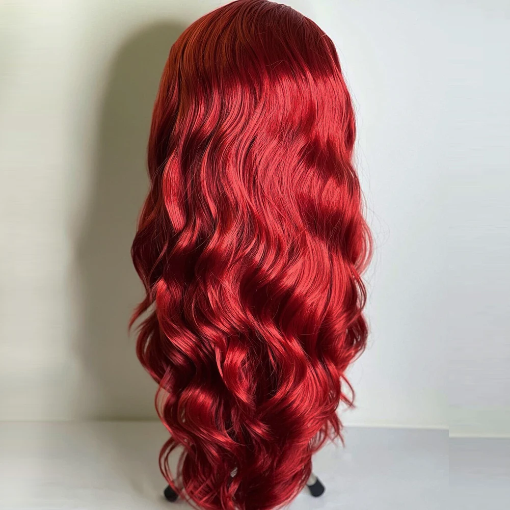 بيرناردو الاصطناعية الدانتيل شعر مستعار أمامي طويل مموج الشعر الأحمر الدانتيل شعر مستعار أمامي الشعر الطبيعي بيروكات صناعية للنساء السود الاستخدام اليومي