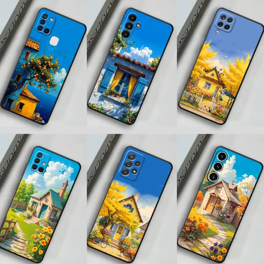 Villa House Scene Landscape Phone Cover Case for Samsung Galaxy A53 A50 A56 A04 A30s A03 A06 A20s A71 A73 A05 A02s