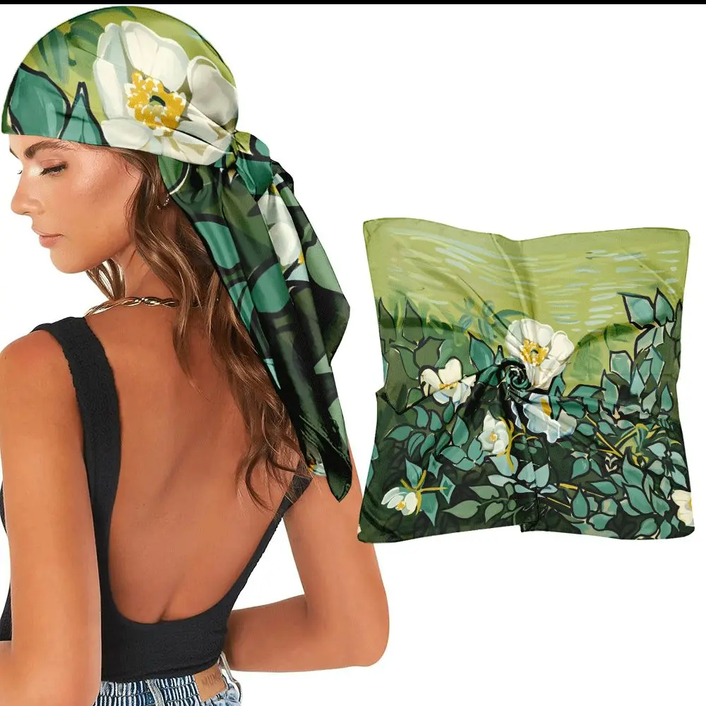 Lightweight Summer Square Casual Headscarf, Beach Sun Protection Shawl, Suitable for Outdoor Use and Handbag Decoration